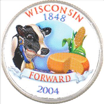 Custom - COLORIZED - 2004-D Wisconsin State Quarter - High Collectible