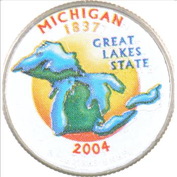 Custom - COLORIZED - 2004-P Michigan State Quarter - High Collectible