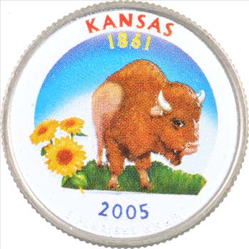 Custom - COLORIZED - 2005-P Kansas State Quarter - High Collectible