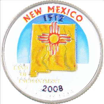 Custom - COLORIZED - 2008-D New Mexico State Quarter - High Collectible