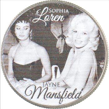 Custom - COLORIZED - Kennedy Half Dollar - Sophia Loren & Jayne Mansfield - High Collectible