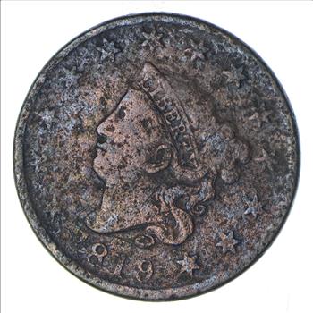 EARLY - 1819 - Liberty Head United States LARGE CENT - TOUGH Coin - Look at Redbook!