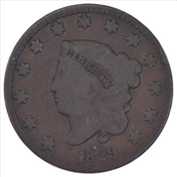 EARLY - 1829 - Liberty Head United States LARGE CENT - TOUGH Coin - Look at Redbook!