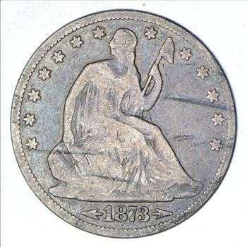 Early - 1873 Seated Liberty Half Dollar - Rare Type US Coin Silver 90%