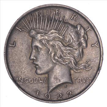 Early 1922 Peace US Coin Silver Dollar 90% Eagle Reverse