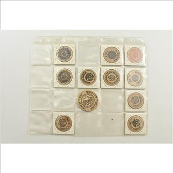 Entire Page Vintage WOODEN Nickels - Rare to find a group this large