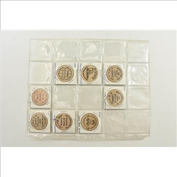 Entire Page Vintage WOODEN Nickels - Rare to find a group this large