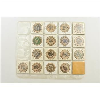 Entire Page Vintage WOODEN Nickels - Rare to find a group this large