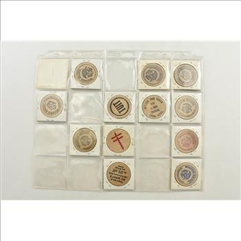 Entire Page Vintage WOODEN Nickels - Rare to find a group this large