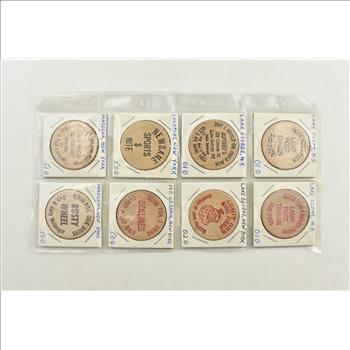 Entire Page Vintage WOODEN Nickels - Rare to find a group this large