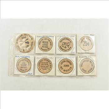 Entire Page Vintage WOODEN Nickels - Rare to find a group this large