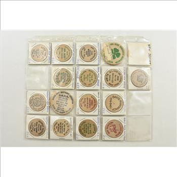 Entire Page Vintage WOODEN Nickels - Rare to find a group this large