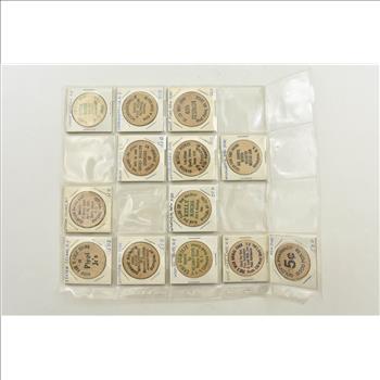 Entire Page Vintage WOODEN Nickels - Rare to find a group this large