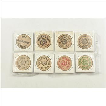 Entire Page Vintage WOODEN Nickels - Rare to find a group this large