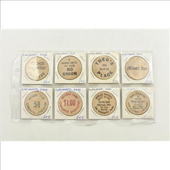 Entire Page Vintage WOODEN Nickels - Rare to find a group this large