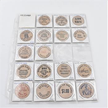 Entire Page Vintage WOODEN Nickels - Rare to find a group this large