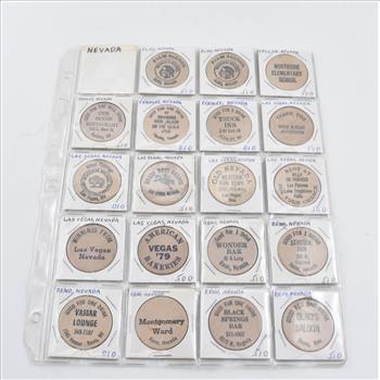 Entire Page Vintage WOODEN Nickels - Rare to find a group this large