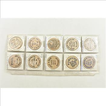 Entire Page Vintage WOODEN Nickels - Rare to find a group this large