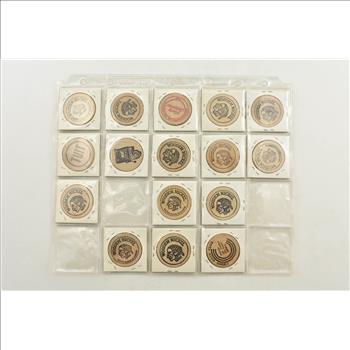 Entire Page Vintage WOODEN Nickels - Rare to find a group this large