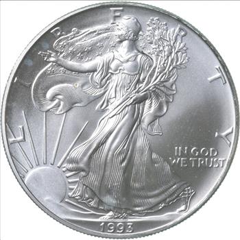 ERROR - STRIKE THROUGH - 1993 American Silver Eagle - Gem BU