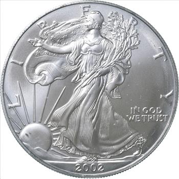 ERROR - STRIKE THROUGH - 2002 American Silver Eagle - Gem BU