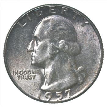 ERROR/Variety - Type B Reverse BU 1957 Washington Quarter - Silver