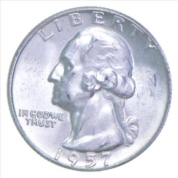 ERROR/Variety - Type B Reverse BU 1957 Washington Quarter - Silver