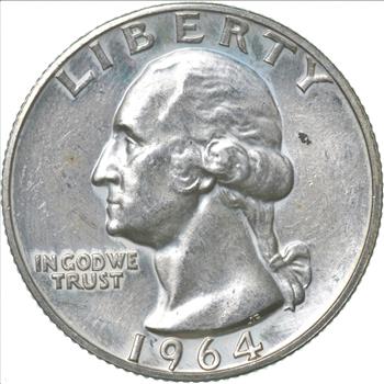 ERROR/Variety - Type B Reverse BU 1964 Washington Quarter - Silver