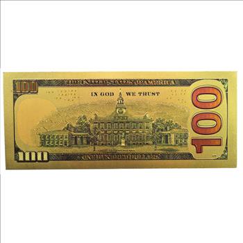 Fantasy $100 Benjamin Franklin Colorized Gold Foil Note
