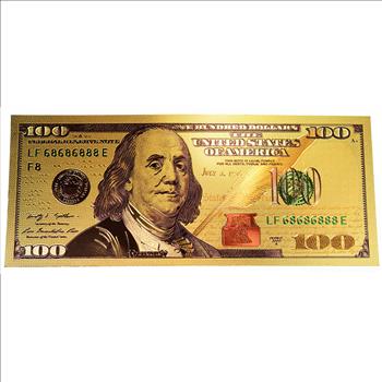 Fantasy $100 Benjamin Franklin Colorized Gold Foil Note