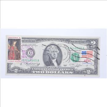 First Day Issue 1976 $2 Federal Reserve Note - Stamped!