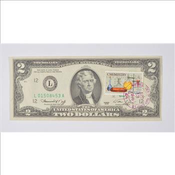 First Day Issue 1976 $2 Federal Reserve Note - Stamped!