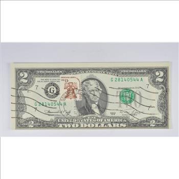 First Day Issue 1976 $2 Federal Reserve Note - Stamped!