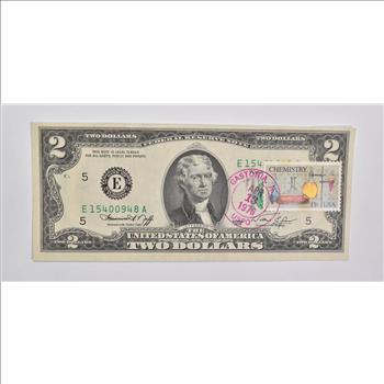 First Day Issue 1976 $2 Federal Reserve Note - Stamped!