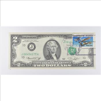 First Day Issue 1976 $2 Federal Reserve Note - Stamped!