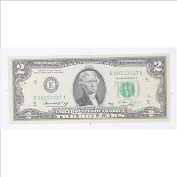 First Day Issue 1976 $2.00 Federal Reserve Note - Stamped!