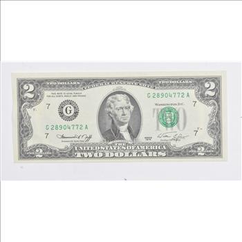 First Day Issue 1976 $2.00 Federal Reserve Note - Stamped!