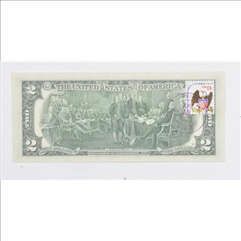 First Day Issue 1976 $2.00 Federal Reserve Note - Stamped!