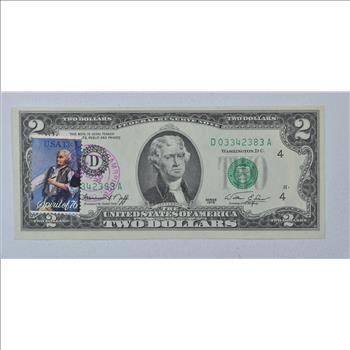 First Day Issue 1976 $2.00 Federal Reserve Note - Stamped!