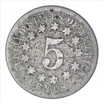 First Nickel Design 1860's-80's Era - US Shield Nickel US Type Coin
