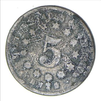 First Nickel Design 1860's-80's Era - US Shield Nickel US Type Coin