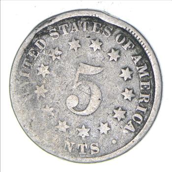 First Nickel Design 1860's-80's Era - US Shield Nickel US Type Coin