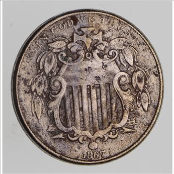 First US Nickel - 1867 - Shield Nickel - US Type Coin - Over 100 Years Old!