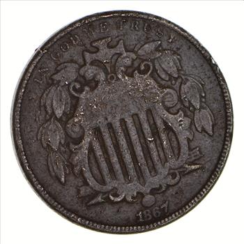 First US Nickel - 1867 - Shield Nickel - US Type Coin - Tough to Find