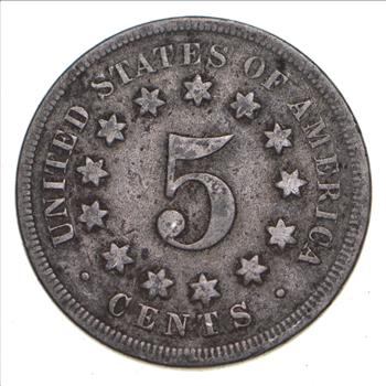 First US Nickel - 1868 - Shield Nickel - US Type Coin - Over 100 Years Old!