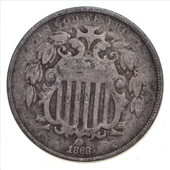 First US Nickel - 1868 - Shield Nickel - US Type Coin - Over 100 Years Old!