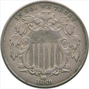 First US Nickel - 1869 Shield Nickel - US Type Coin - Over 100 Years Old!