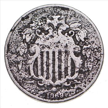 First US Nickel - 1869 - Shield Nickel - US Type Coin - Over 100 Years Old!