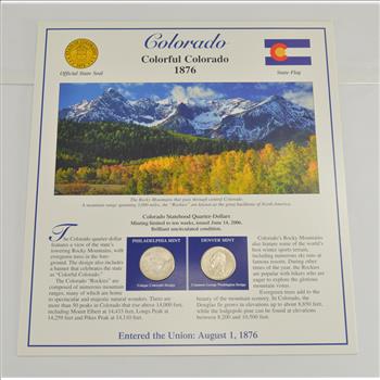 Full Color 2 Coin Ch BU Colorado State Quarter Beautifully Displayed Coin Set