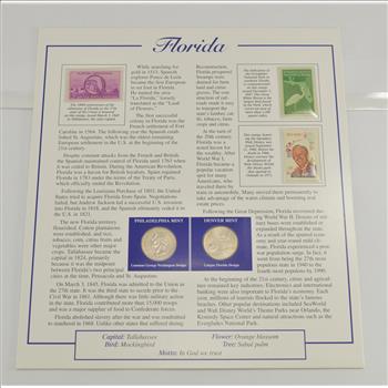 Full Color 2 Coin Ch BU Florida State Quarter Beautifully Displayed Coin Set - Reduced S&H